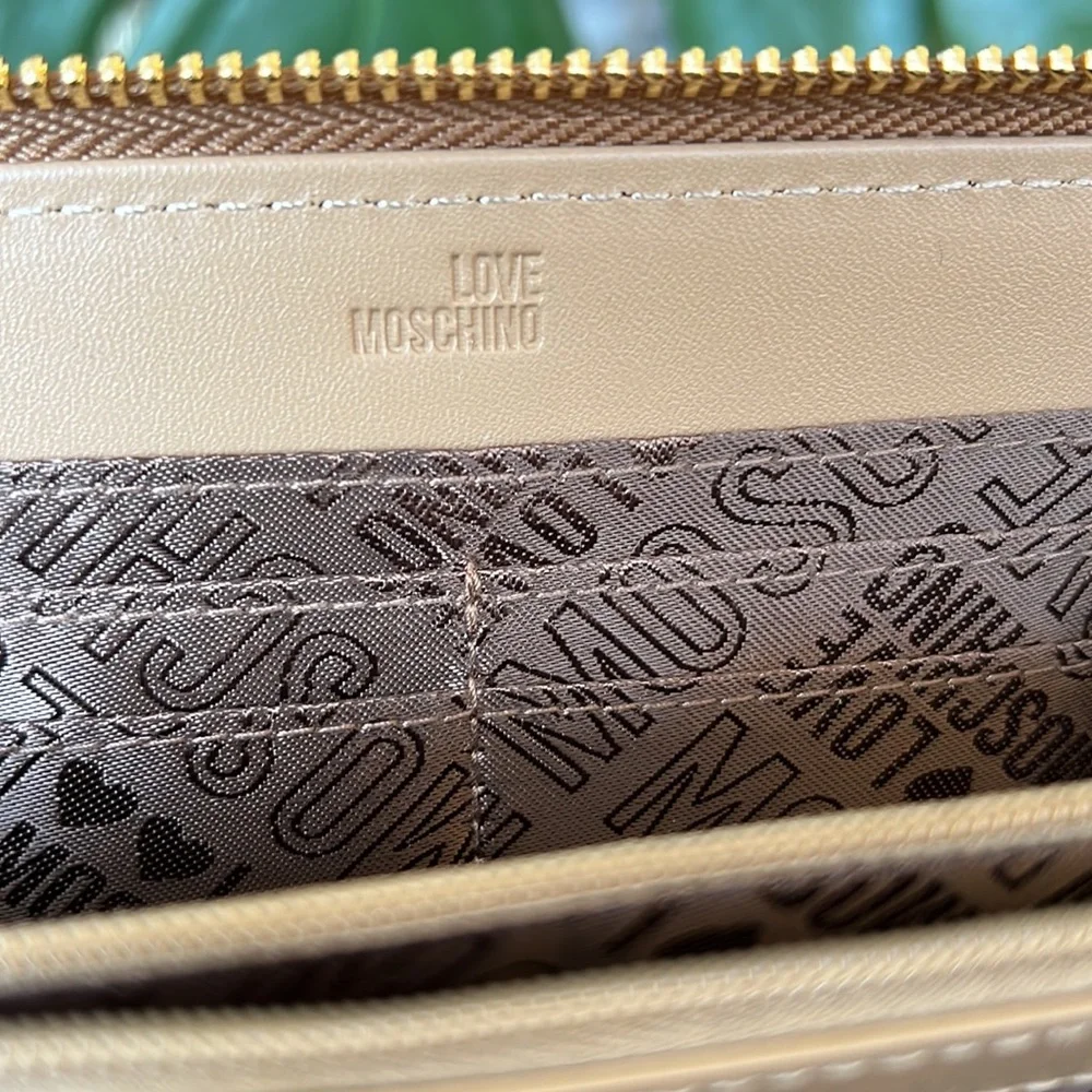 LOVE MOSCHINO Studded large Continental wallet Tan